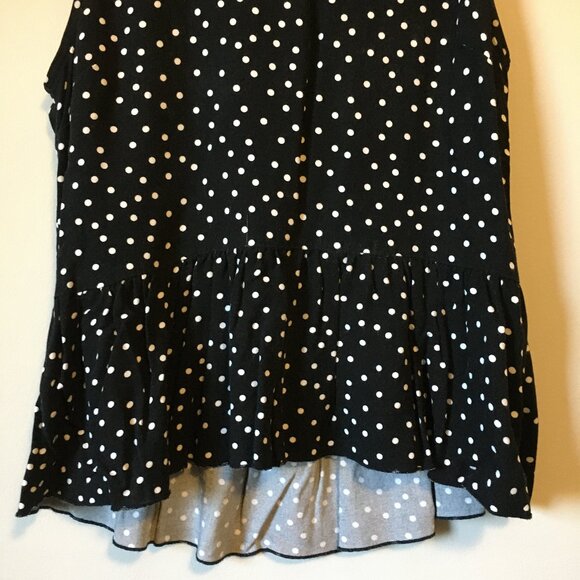 Talula Aritzia Black & White Polka Dot Rayon Babydoll Sleeveless Blouse - Picture 4 of 13